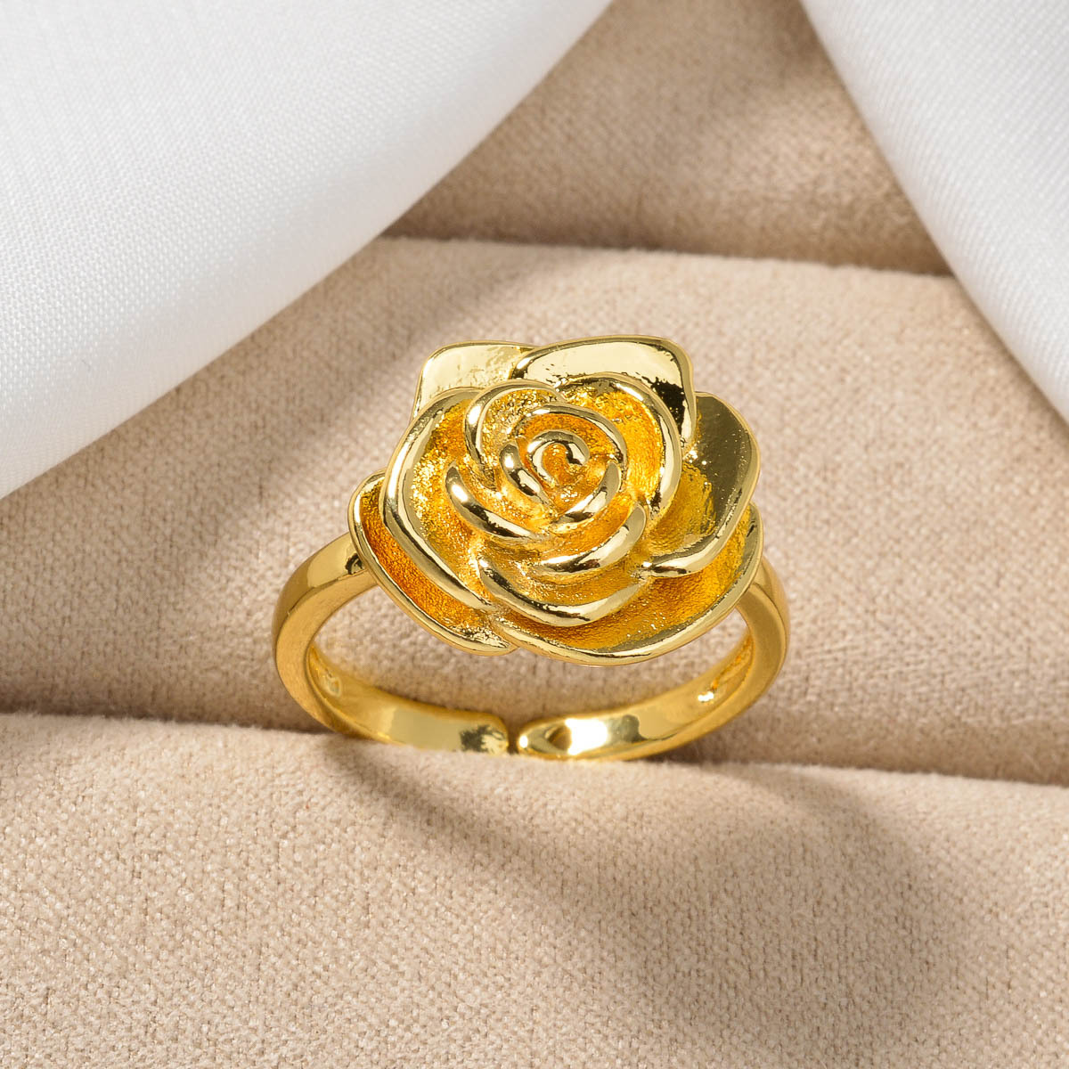 Women's Elegant Rose Flower Shaped Open Copper Ring